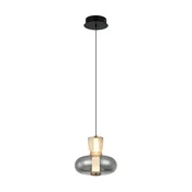 Viokef LED viseča svetilka Sire, O 22 cm, dimno siva/bronasta, kovina/steklo - Dnevna soba/jedilnica - jantar, dimno siva, črna, bronasta