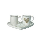 Brandani Set skodelica za kavo na podstavku Amore Mio/srčki/3 kos/porcelan, (5000199509)