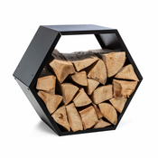 Blumfeldt Firebowl Hexawood Black, spremnik za drvo, šesterokutni oblik, 50,2 × 58 × 32 cm