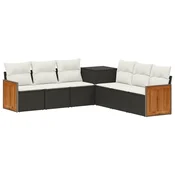 Set sofe 7 pcs Crna i krem-bijela Poli Rattan i celik