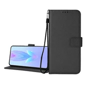OnePlus 13R 5G GIGAPACK stalak, kožni efekt FLIP, uzorak dijamanta + narukvica, CRNA GP-168111