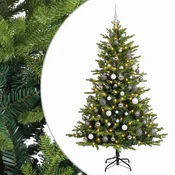 Vidaxl Umjetno božično drevo z okrasnimi kroglami 210 cm 300 LED