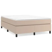 Vidaxl Posteljni okvir z vzmetmi kapučino 140x190 cm umetno usnje
