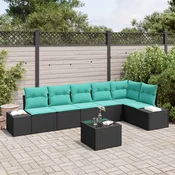 Sjedeća garnitura za vrt 7 kom. Crna poliratan 227 x 62 x 69 cm