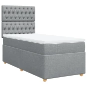 vidaXL vidaXL Box spring postelja z vzmetnico svetlo siva 90x200 cm blago, (21291328)