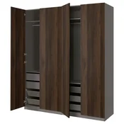 PAX/STORKLINTA Garderobni sestav, temno siva/temno rjava imitacija luženega hrasta, 200x66x236 cm