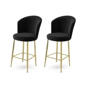 Hanah Home Set barskih stolica Alte, 2 komada, Crno-zlatni