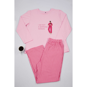 Trendyol Curve Pink Striped Crew Neck Knitted Pajama Set