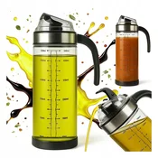 shumee 2x steklena dozirna posoda 500 ml z ročajem za omako, olje, kis