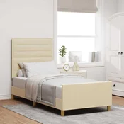Konstrukcija postelje z vzglavjem krema 90 x 200 cm blago