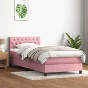 vidaXL vidaXL Box spring postelja z vzmetnico roza 90x220 cm žamet, (22053755)