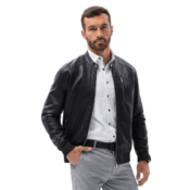 OMBRE Moška jakna iz sintetičnega usnja V2 OM-JAFL-0109 črna MDN121468 M