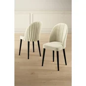 Hanah Home set trpezarijskih stolica Mara 2 kom, krem tkanina Babyface, crne metalne noge