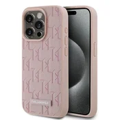 Karl Lagerfeld Etui Karl Lagerfeld Leather Monogram Metal Logo za iPhone 15 Pro Max - roza
