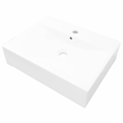 MAISON CHIC Keramični Umivalnik - Kopalna umivalnik - Lavabo pravokoten bel z odprtino za pipo 60x46 cm, (21684640)