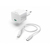 HAMA Mini Brzi Punjač Sa USB-C Kablom, PD, 25W, 1.5m Beli