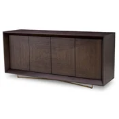 Casa Padrino luxury sideboard mocha/brass 180 x 50 x H. 80.5 cm - Oak veneer cabinet with 4 doors - Luxury furniture - Hotel furniture - Luxury furnishings