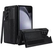 INF Združljivo ohišje za Samsung Z Fold4 z dvojnim trakom, držalom za kartice in režo za pisalo - Črno, (5000080896)