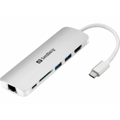 SANDBERG Sandberg USB-C HDMI + LAN + SD + USB, 61W