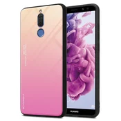 Cadorabo CADORABO Ohišje, združljiv s Huawei v rumeni - roza - dvobarvni zaščitni pokrov iz silikona TPU in hrbta iz kaljenega stekla, (20573923)