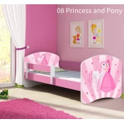 Dječji krevet ACMA s motivom, bočna roza 140x70 cm 08-princess-with-pony
