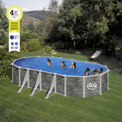 Montažni bazen GRE 7.3m x 3.75m x 1.2m ovalni u boji kamena
