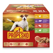 Propesko Dog Kapsička s piščancem/govedino/puranom/jagnjetino v omaki XXL 24 x 100 g