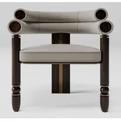 Casa Padrino luxury dining chair with armrests gray/dark brown/brass 69 x 63 x H. 72 cm - Kitchen chair with elegant velvet fabric - Dining room furniture - Luxury furniture