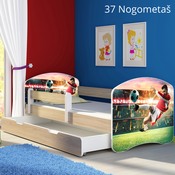 Dječji krevet ACMA s motivom, bočna sonoma + ladica 180x80 cm 37-nogometas