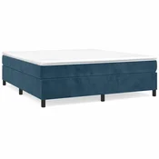 Vidaxl Posteljni okvir z vzmetmi temno moder 160x200 cm žamet