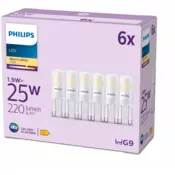 Philips LED-žarnica z G9-vtičnico, 1,9 W, 220 lm, 2700 K, mat, 6 kosov - Plastika