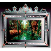 Casa Padrino luxury baroque mirror green/red - Magnificent venetian style wall mirror with integrated 46 inch TV - Baroque furniture - Luxury furniture in baroque style - Made in Italy