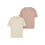 Girls oversized boyfriend t-shirt 2-pack cream/pink