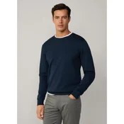Hackett London za moške. HM581165 Mornariška majica klasičnega kroja (XL), Priložnostno, Bombaž, Dolg rokav, Mornarica