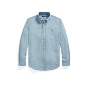 Polo Ralph Lauren  Srajce z dolgimi rokavi CHEMISE AJUSTEE EN CHAMBRAY DENIM COL BOUTONNE  LOGO PONY PLAYER  Modra