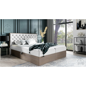 Boxspring postelja Wood 3 - 180x200 cm - temni hrast