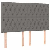 Vidaxl Vzglavje postelje temno sivo 144x7x118/128 cm blago