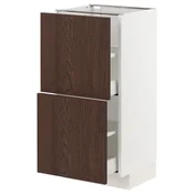 METOD/MAXIMERA Podstavna omarica z 2 predaloma, bela/Sinarp rjava, 40x37 cm