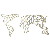 Wallity Zidna dekoracija World Map, 60x120cm, Zlatne boje
