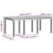Vidaxl Vrtna miza Antracit 200 x 100 x 73 cm poli ratan