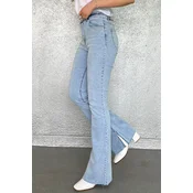 Madmext Womens Ice Blue Slit Lycra Flare Jeans