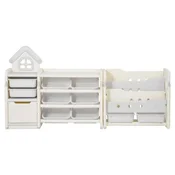 VEVOR Organizator za shranjevanje igrač z knjižno polico 182x325x915 cm bež