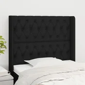 Vidaxl vidaXL Vzglavnik s krilci, črne barve, 103x16x118/128 cm, blago