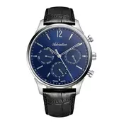 Muški adriatica portofino multifunction safir plavi srebrni elegantni ručni sat sa crnim kožnim kaišem ( a8271.5255qf )