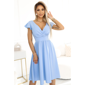 425-12 MATILDE Dress with a neckline and short sleeves - light blue