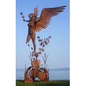 Casa Padrino luxury decorative sculpture angel rust 200 x 145 x H. 370 cm - Huge steel sculpture - Huge garden decorative figure - Garden sculptures - Metal sculptures