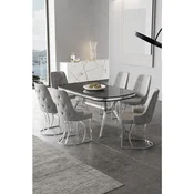 Hanah Home trpezarijski set Epal, sto i 6 stolica, ploca u dekoru Sonata, hromirane noge, siva tkanina Babyface