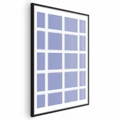 shumee Plakat - Bele črte - mreža z veliko mrežo na modrem ozadju