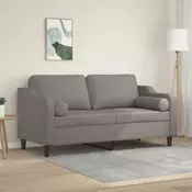Dvosjed s ukrasnim jastucima smedesivi 140 cm od tkanine