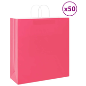 Papirnate vrecice 50 kom s ruckama ružicaste 45x17x48 cm